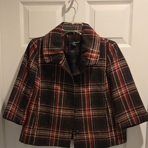 Willi Smith Black and Red Plaid Cape Jacket
